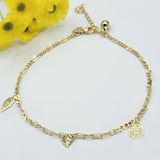 Anklets - 14K Gold Plated. Flowers & Leaves. Flores y hojas. Premium Q.