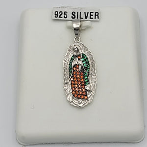 Pendants - 925 Sterling Silver. Virgen Guadalupe Multicolor
