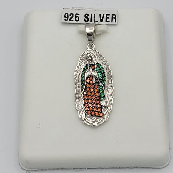 Pendants - 925 Sterling Silver. Virgen Guadalupe Multicolor