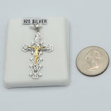 Pendants - 925 Sterling Silver. Two Tone Crucifix - Cross - Jesus