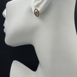 Earrings - 18K Gold Plated.  CZ Blue Eyes. *Premium Q*