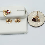Earrings - 18K Gold Plated.  Little Angel with Red Heart CZ Stud Earrings. *Premium Q*