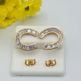 Earrings - 18K Gold Plated. Horseshoes. Herradura. Clear Crystals. *Premium Q*