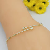 Bracelets - 14K Gold Plated. Arrows Chain. CZ Clear crystals  *Premium Q*