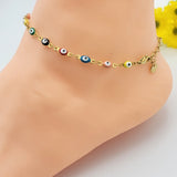 Bracelets - Stainless Steel. 14K Gold Plated. Multicolor Evil Eye.