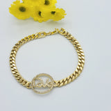Bracelets - 14K Gold Plated. LOVE Curb Chain Bracelet *Premium Q*
