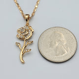 Necklace - 18K Gold Plated. Rose Flower - Pendant. (Optional Pendant Only) *Premium Q*