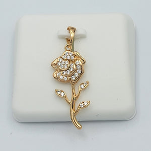 Necklace - 18K Gold Plated. Rose Flower - Pendant. (Optional Pendant Only) *Premium Q*