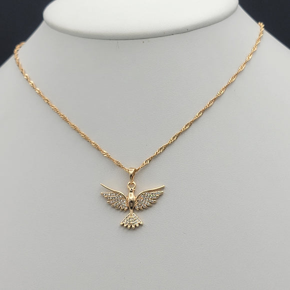 Necklace - 18K Gold Plated. Dove Bird Wings- Pendant. (Optional Pendant Only) *Premium Q*