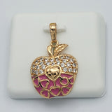 Necklace - 18K Gold Plated. Pink Apple - Hearts - Pendant. (Optional Pendant Only) *Premium Q*