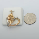 Necklace - 18K Gold Plated. Heart Rose Pendant. (Optional Pendant Only) *Premium Q*