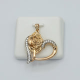 Necklace - 18K Gold Plated. Heart Rose Pendant. (Optional Pendant Only) *Premium Q*