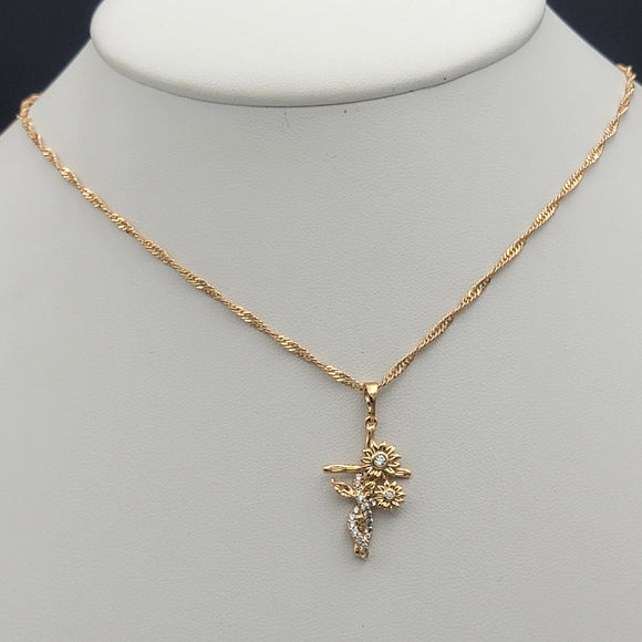 Necklace - 18K Gold Plated. Sunflower - Infinity - Cross - Pendant. (Optional Pendant Only) *Premium Q*