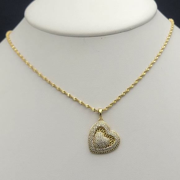 Necklace - 14K Gold Plated. Heart Pendant. (Optional Pendant Only) *Premium Q*