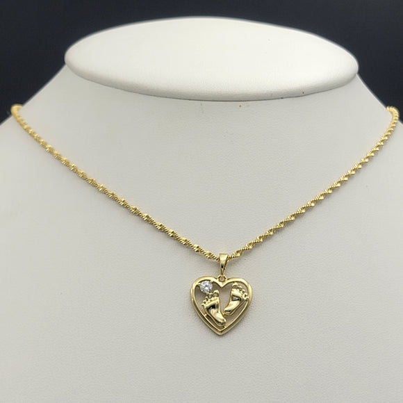 Necklace - 14K Gold Plated. Feet - Footprint - Pendant. (Optional Pendant Only) *Premium Q*