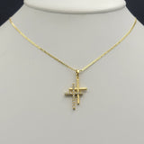 Necklace - 14K Gold Plated. Double Cross Pendant. (Optional Pendant Only) *Premium Q*