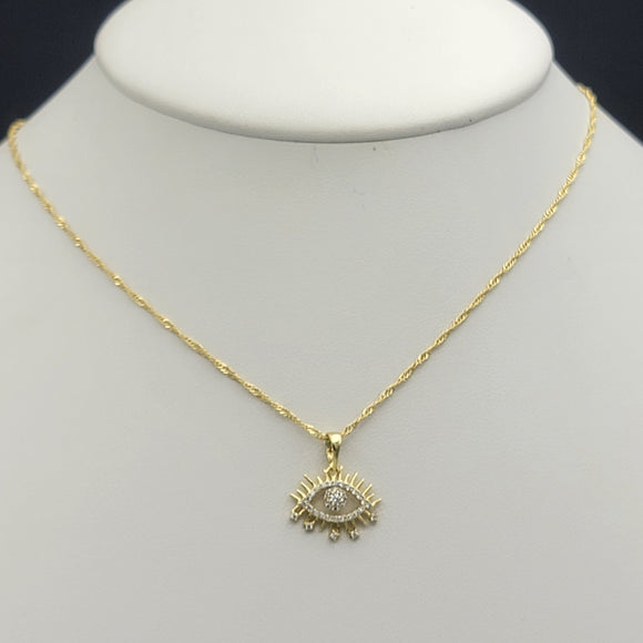 Necklace - 14K Gold Plated. Eye Pendant. (Optional Pendant Only) *Premium Q*