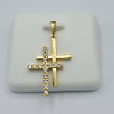 Necklace - 14K Gold Plated. Double Cross Pendant. (Optional Pendant Only) *Premium Q*