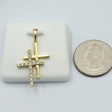 Necklace - 14K Gold Plated. Double Cross Pendant. (Optional Pendant Only) *Premium Q*