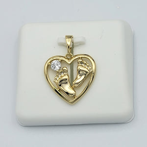 Necklace - 14K Gold Plated. Feet - Footprint - Pendant. (Optional Pendant Only) *Premium Q*