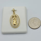 Necklace - 14K Gold Plated. Virgen Guadalupe Clear Crystals. (Optional Pendant Only) *Premium Q*