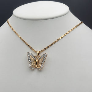 Necklace - 18K Gold Plated. Butterfly with crystals (Optional Pendant Only). *Premium Q*