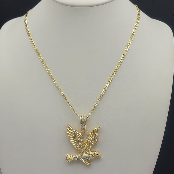 Necklace - 14K Gold Plated. Eagle Clear Crystals. (Optional Pendant Only)