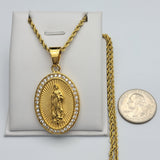 Necklace - Stainless Steel Gold Plated. Our Lady of Guadalupe.  *Premium Q*