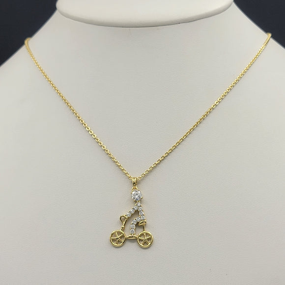 Necklace - 14K Gold Plated. Bicycle - Biker - Pendant. (Optional Pendant Only) *Premium Q*