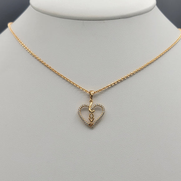 Necklace - 18K Gold Plated. LOVE Heart - Pendant. (Optional Pendant Only) *Premium Q*