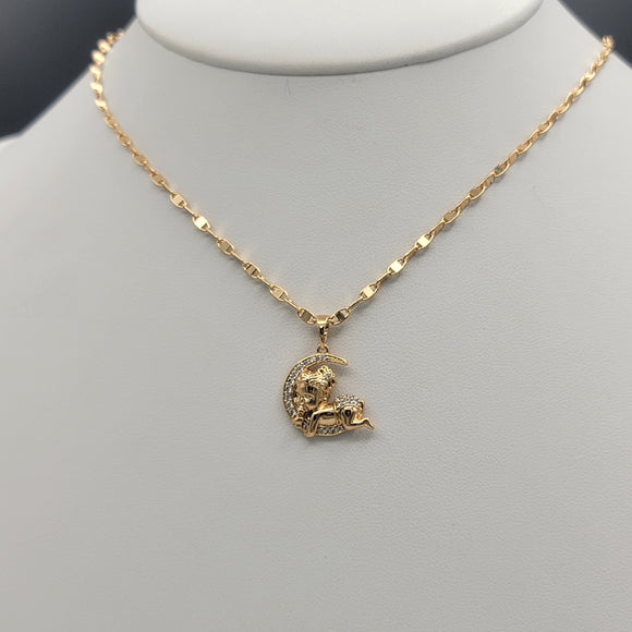 Necklace - 18K Gold Plated. Baby Girl Dream Moon. (Optional Pendant Only) *Premium Q*