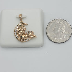 Necklace - 18K Gold Plated. Baby Girl Dream Moon. (Optional Pendant Only) *Premium Q*