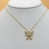 Necklace - 14K Gold Plated. Butterfly with crystals (Optional Pendant Only). *Premium Q*
