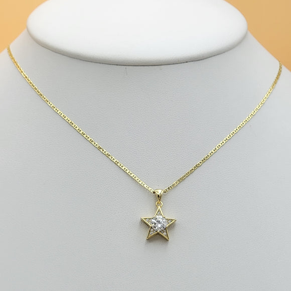 Necklace - 14K Gold Plated. Star with crystals (Optional Pendant Only). *Premium Q*