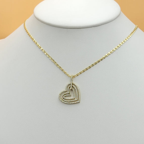 Necklace - 14K Gold Plated. Triple Heart Pendant. (Optional Pendant Only) *Premium Q*