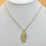 Necklace - 14K Gold Plated. Virgen Guadalupe Icy Medal. (Optional Pendant Only) *Premium Q*