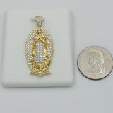 Necklace - 14K Gold Plated. Virgen Guadalupe Icy Medal. (Optional Pendant Only) *Premium Q*
