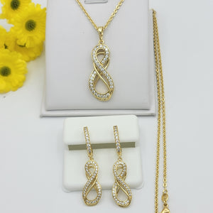 Sets - 14K Gold Plated.  Infinity - Chain - Earrings Set. *Premium Q*
