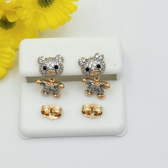 Earrings - 18K Gold Plated. Stud Bear Earrings. Girls. *Premium Q*