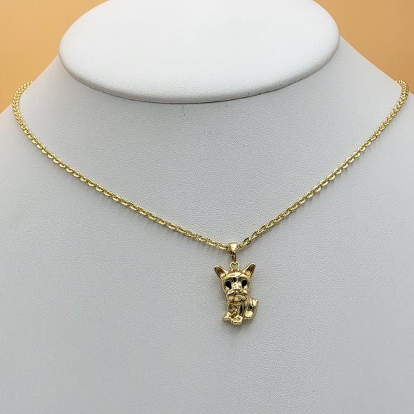 Necklace - 14K Gold Plated. French Bulldog - Pendant. (Optional Pendant Only) *Premium Q*