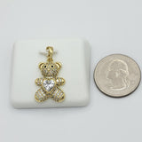 Necklace - 14K Gold Plated. Bear with crystal heart - Pendant. (Optional Pendant Only) *Premium Q*