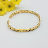 Bangles - Stainless Steel Bracelets. 14K Gold Plated - Roman Number. *Premium Q*