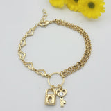 Bracelets - 14K Gold Plated. Padlock. Hearts. Candado. *Premium Q*