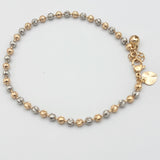 Anklets - Two Tone Gold Plated. Heart - Bell Charms. Tobillera.  *Premium Q*