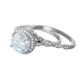 Rings - 925 Sterling Silver. Engagement. Wedding. (2 Rings Set)