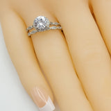 Rings - 925 Sterling Silver. Engagement. Wedding. (2 Rings Set)