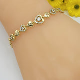 Bracelets - 14K Gold Plated. Hearts Links Chain. *Premium Q*