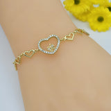 Bracelets - 14K Gold Plated. Butterfly - Heart Link Chain. *Premium Q*