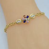Bracelets - 14K Gold Plated. Multicolor crystals Flower. *Premium Q*