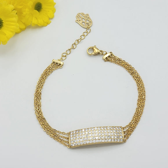 Bracelets - 14K Gold Plated. Icy ID 4 rows Bracelet. *PremiumQ*